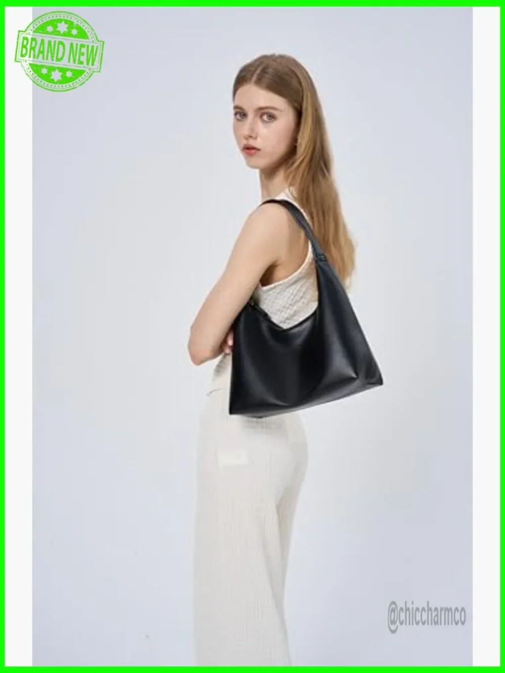 Small Hobo Bag PU Leather Shoulder Purse with Zipper Compartments